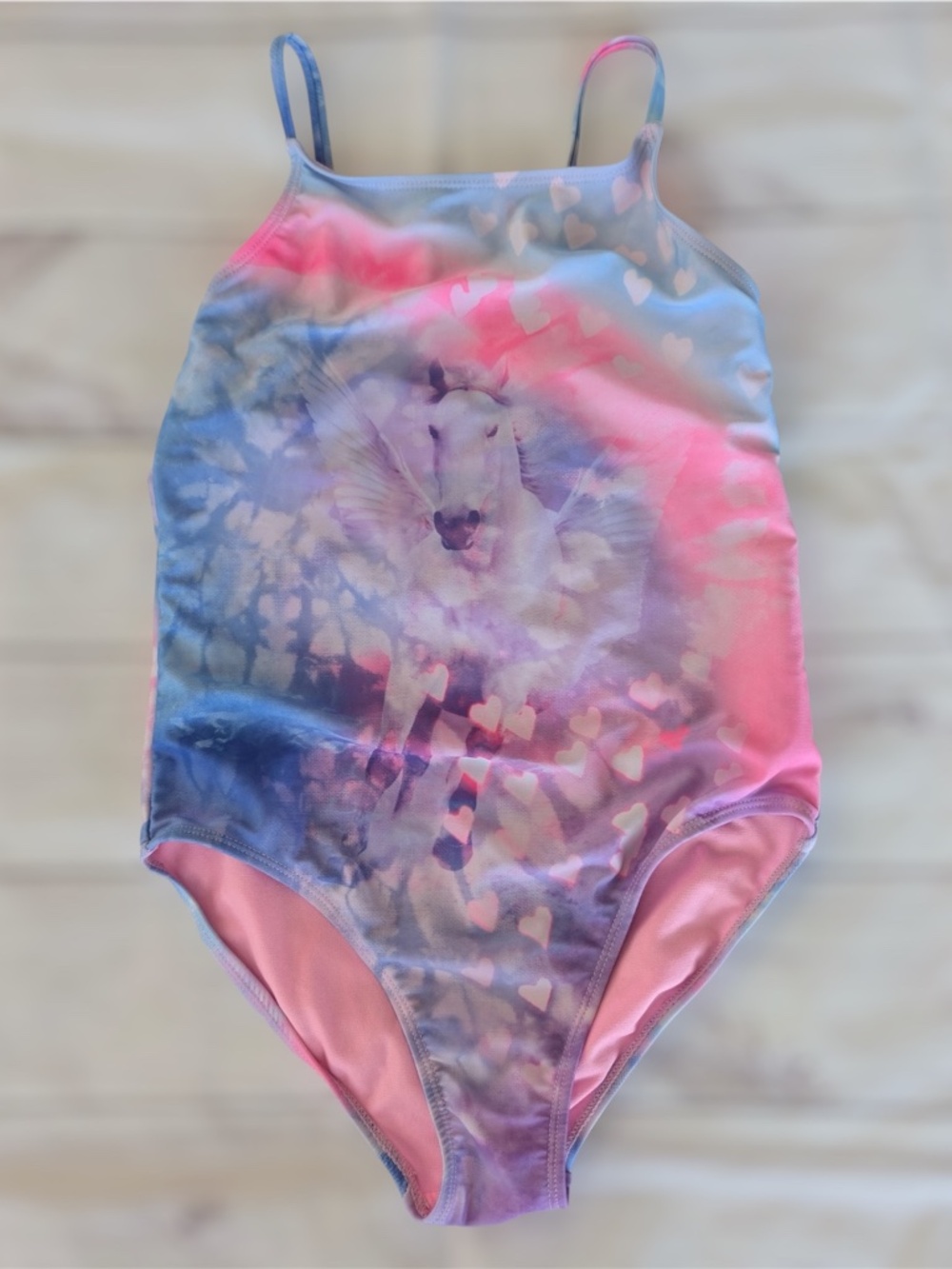 Pegasus Horse Wonder Nation Girl's Medium 7/8 Swimsuit Swimming One Piece Pink